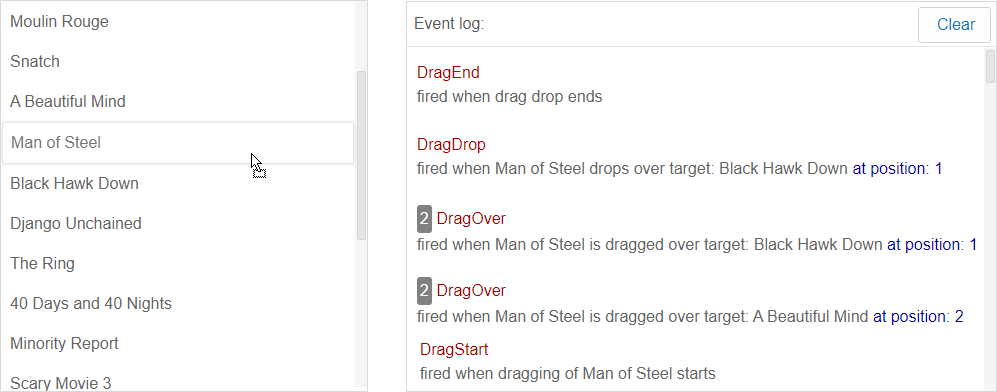 Drag and Drop Events in List Box for Blazor .NET