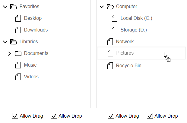 Copy Item with Drag and Drop in Blazor TreeView