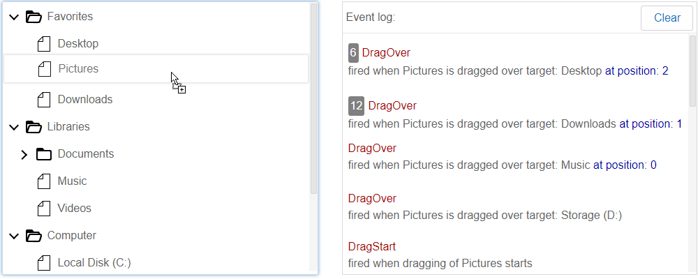 Blazor TreeView Drag and Drop Events