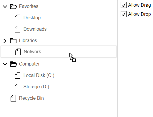 Drag and Drop in TreeView for Blazor .NET